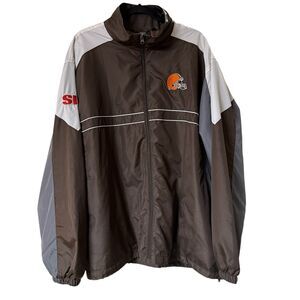 Vintage Cleveland Browns Windbreaker Jacket Full-Zip Drawstring Waist Men's XXL